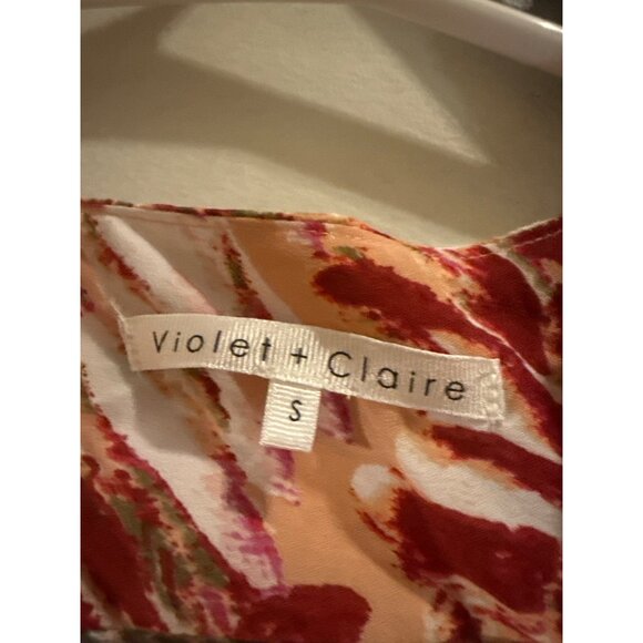 Violet + Claire Sleeveless Floral Print Blouse S Peach Pink Green Polyester Wome - Picture 4 of 4